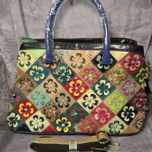 Colorful Floral Patchwork Handbag